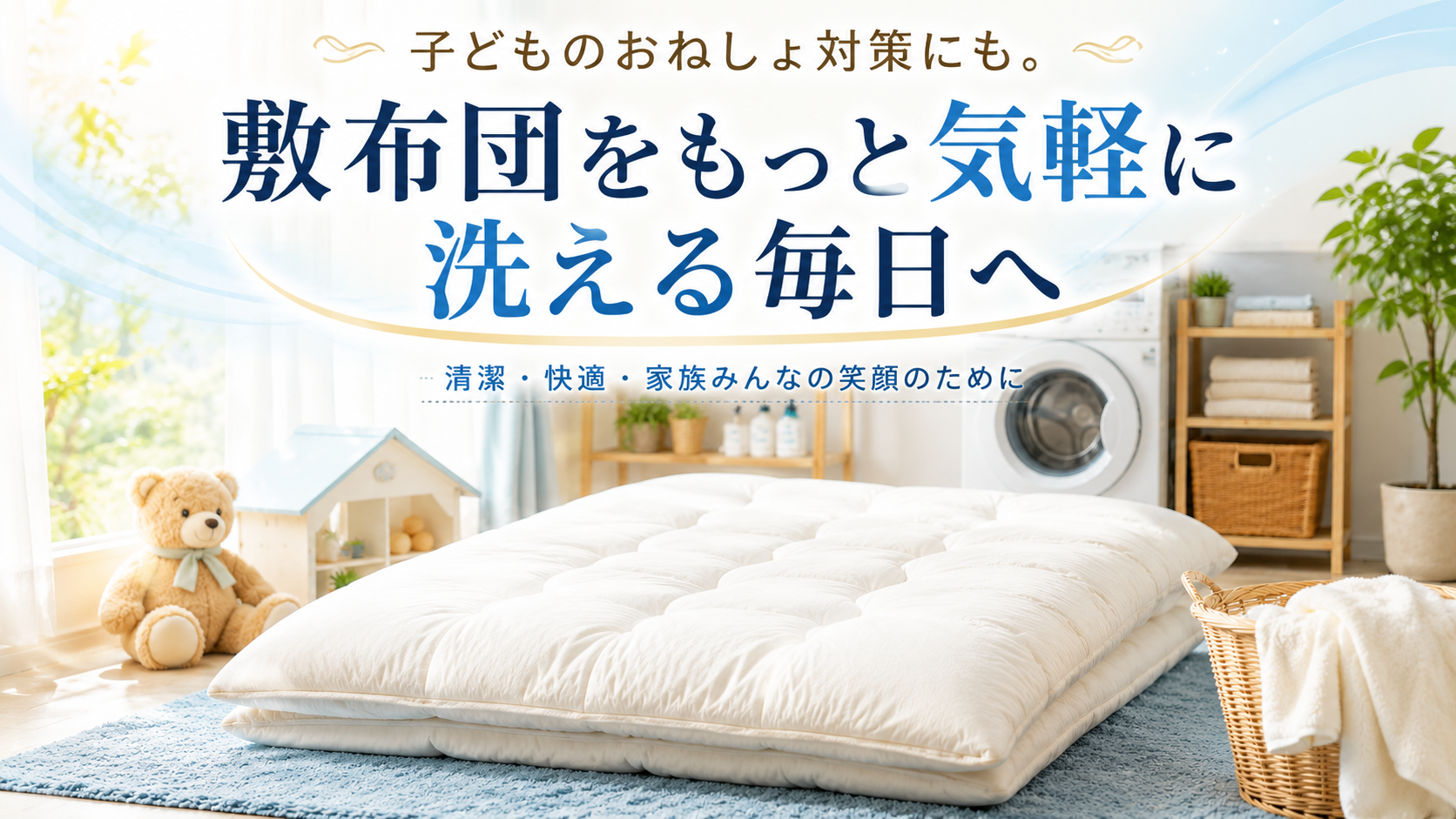 子供のおねしょ対策に!敷布団をもっと気楽に洗える毎日へ