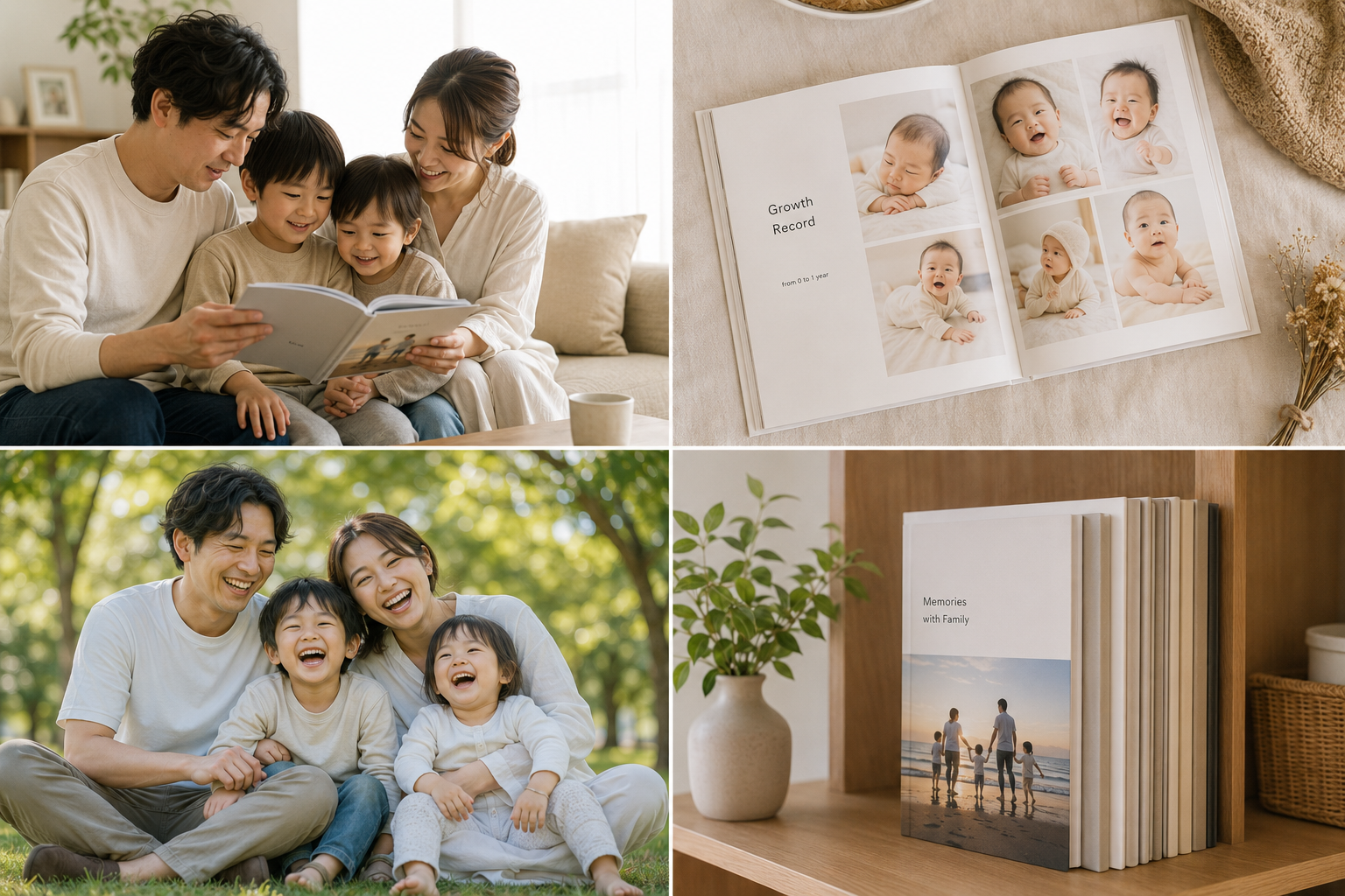 家族写真４枚寄せ集め