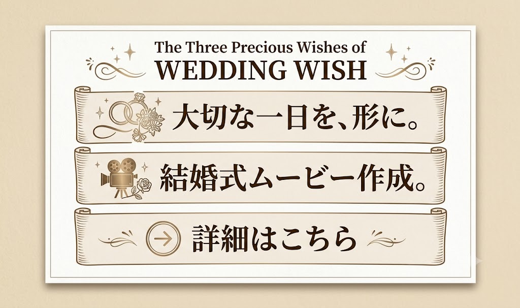 結婚式ムービー比較、Wishがおすすめ、リンクバナー