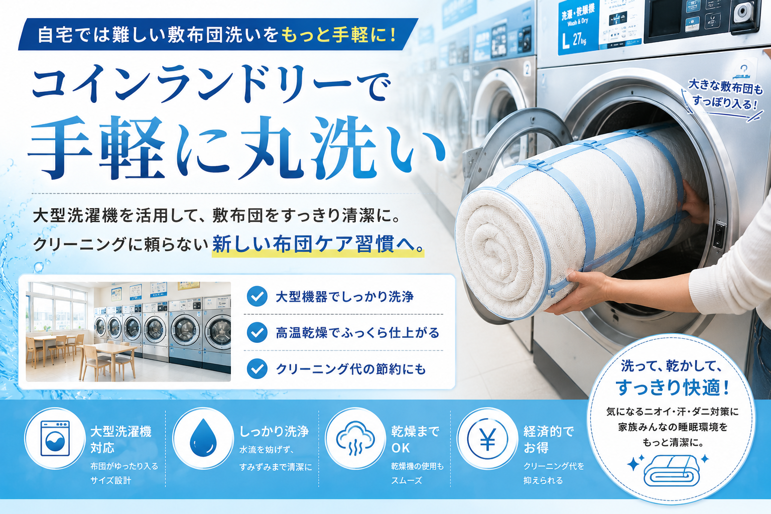 選ばれる理由３：コインランドリーで丸洗い